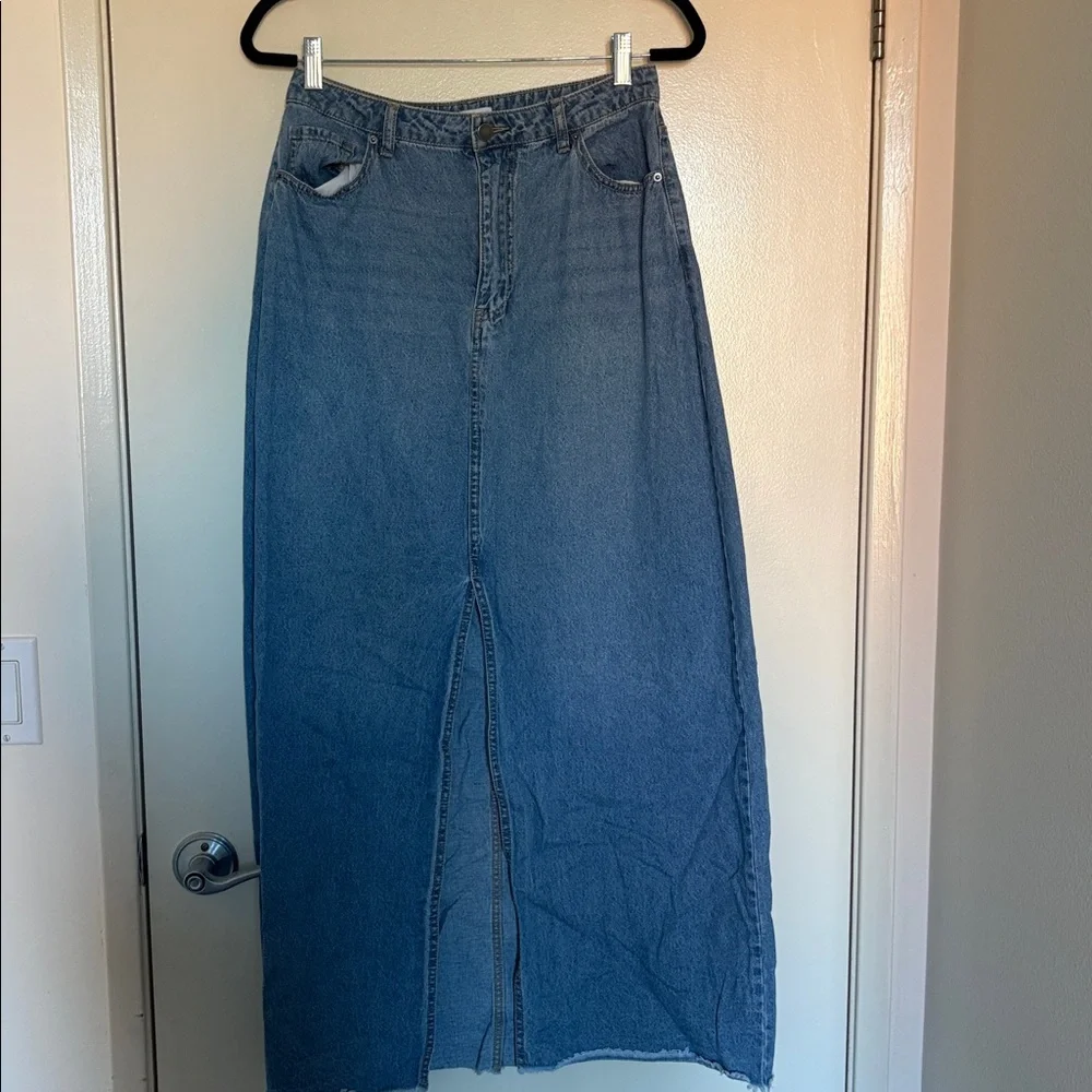 Blue Denim Maxi Skirt - Picture 1 of 3